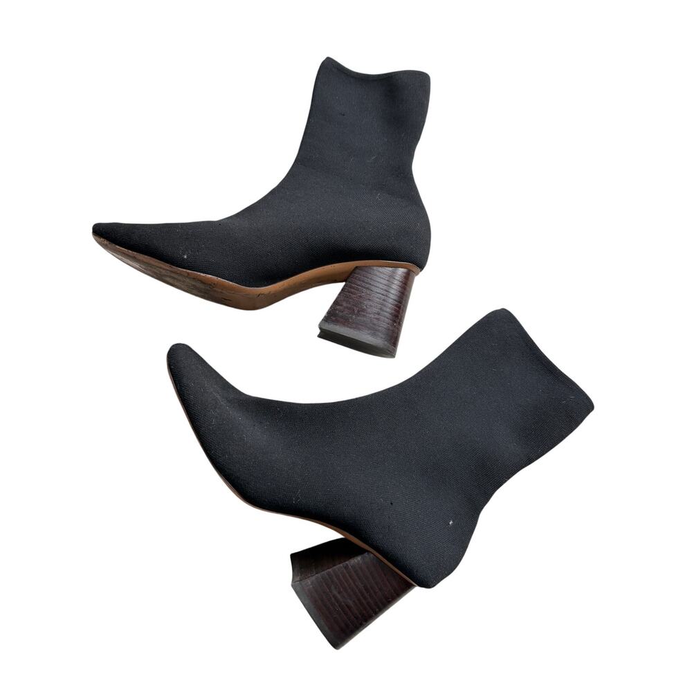 Céline Paris Phoebe Philo Black Stretch Knit Sock Ankle Boot Block Heel EU 38 - Picture 1 of 7